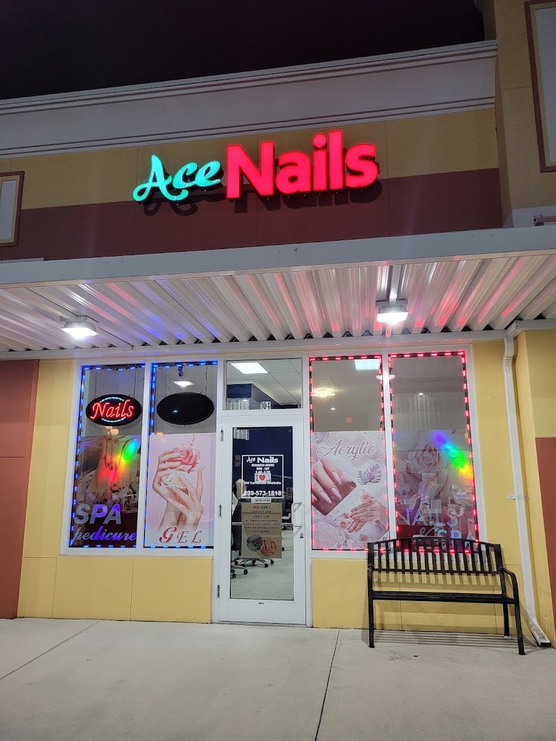 Acrylic nails displayed in a salon setting