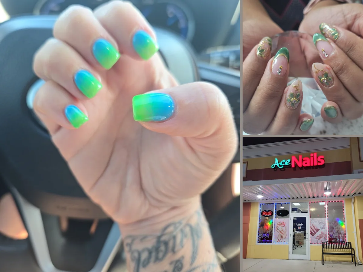 Colorful nail art on neatly shaped nails
